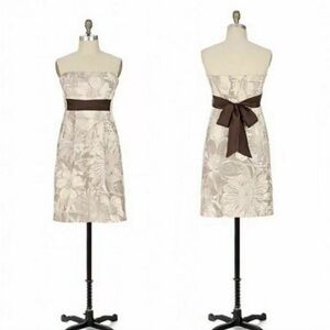 Anthropologie Maeve Biennial Strapless Dress Floral Belted Pockets Size 2